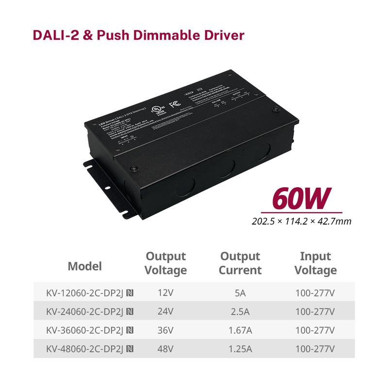 DP2 60W 75W CV CCT DALI-2 Push Dimming LED Driver na may Junction Box