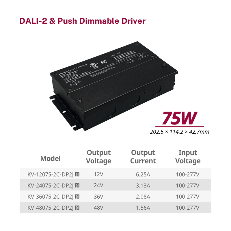 DP2 60W 75W CV CCT DALI-2 Push Dimming LED Driver na may Junction Box