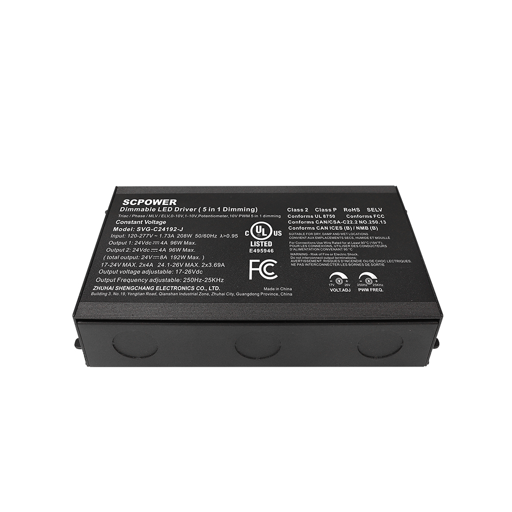 30W 60W 80W 96W 120W 150W 192W 200W 288W 300W 500W 600W CV สกรูฟรีในตัวกล่อง Triac Dimming Driver 0-10V 12V 24V 48V