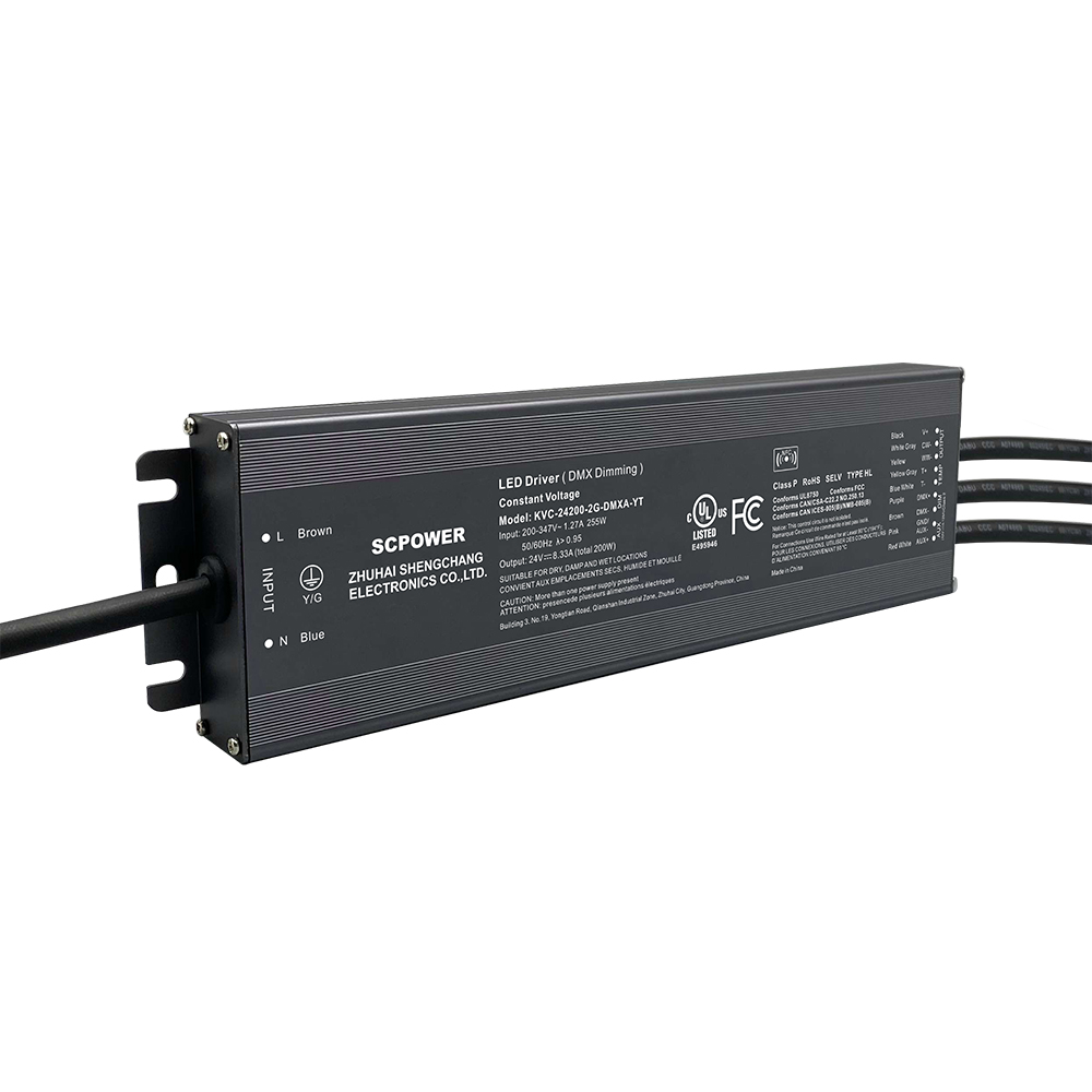 192W 200W CCT DMX512 Dimbar konstantsp&auml;nning LED-drivrutin 200 - 347 Volt AC