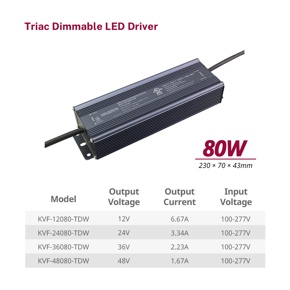 80W Triac Dimmable LED Alimentation CV 100v 110v 120-277v ac