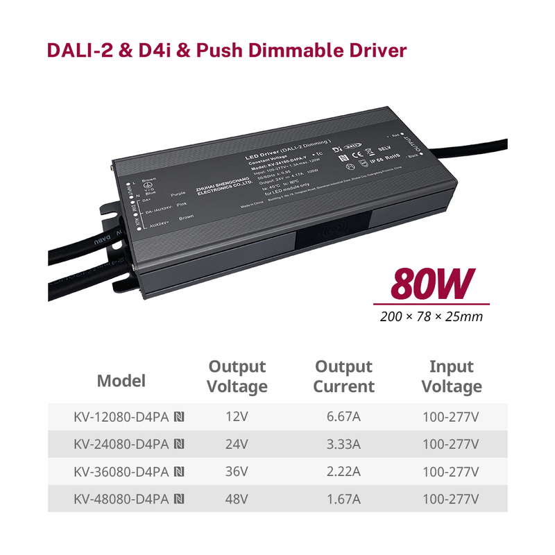 D4P 80 watt CV DALI-2 D4i İtme LED S&uuml;r&uuml;c&uuml;s&uuml; 12V 24V 36V 48V