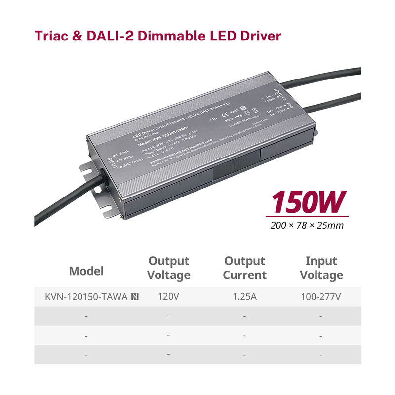 150W CV Triac DALI-2 LED Strip Str&oslash;mforsyning 120 Volt LED-belysning