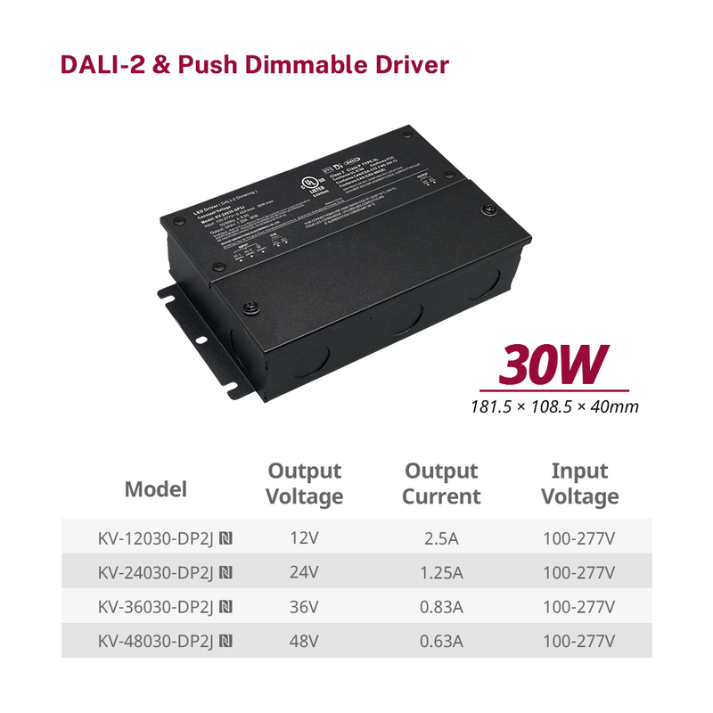 DP2 30W CV DALI-2 Push Dimming LED Tiom&aacute;na&iacute; 12 24 36 48 Volta aschur