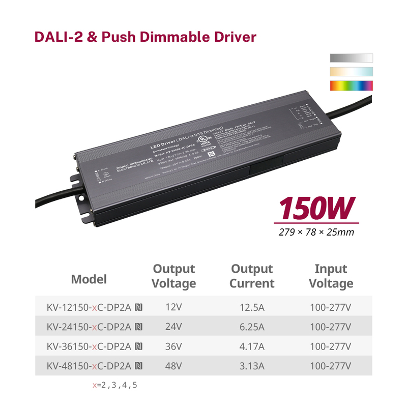 DP2 150W 200W CV RGB CW DALI-2 PUSH DIMMABLE LED-illesztőprogram 1 2 3 4 5 csatornák