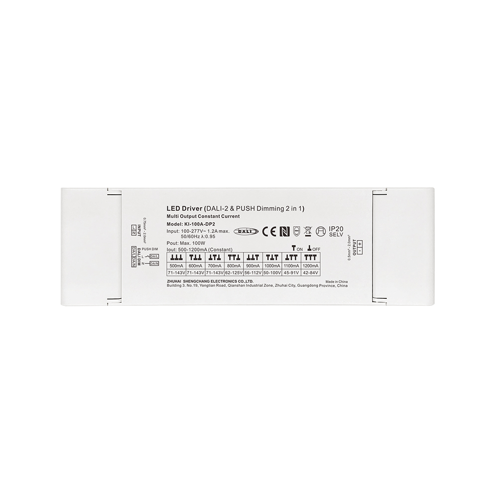 DP2 100W konstant str&oslash;m RGBW RGB DALI-2 Push D&aelig;mpbar driver LED DALI