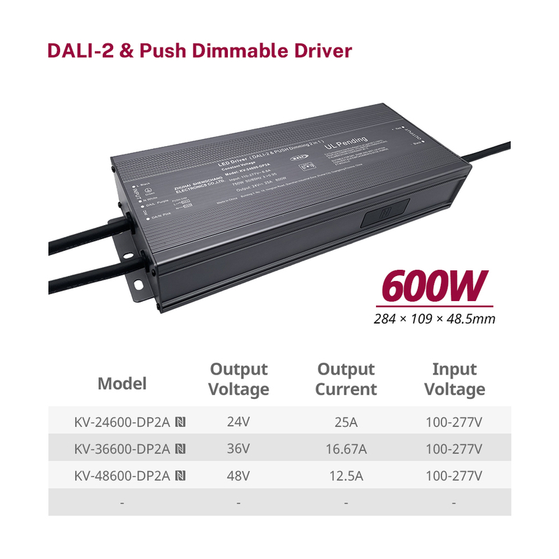 DP2 500W 600W CV DALI 2 PUSH Dimmable LED -driver for LED -lys