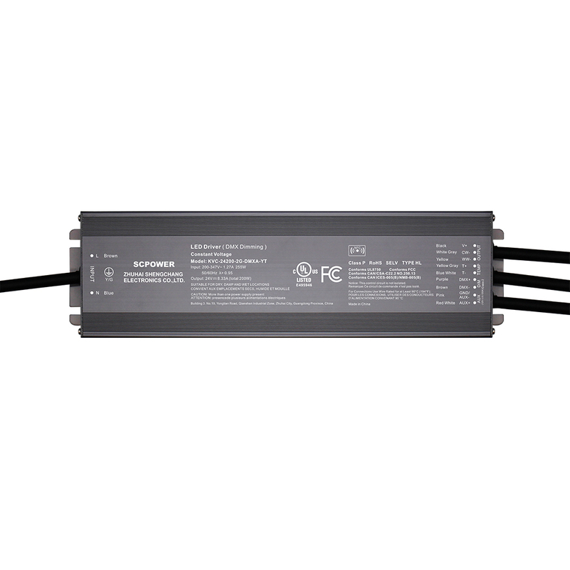 192W 200W CCT DMX512 Dimbar konstantsp&auml;nning LED-drivrutin 200 - 347 Volt AC
