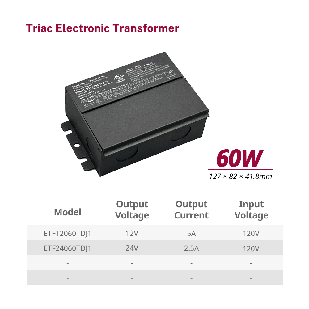 60 вати Triac затемнувачки надворешен низок напон трансформатор 12V 24V DC