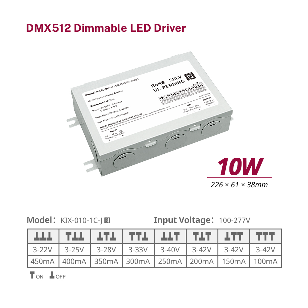 10W 20W 40W 60W DC เอาต์พุตกระแสคงที่ไดร์เวอร์ LED DMX512 หรี่แสงได้