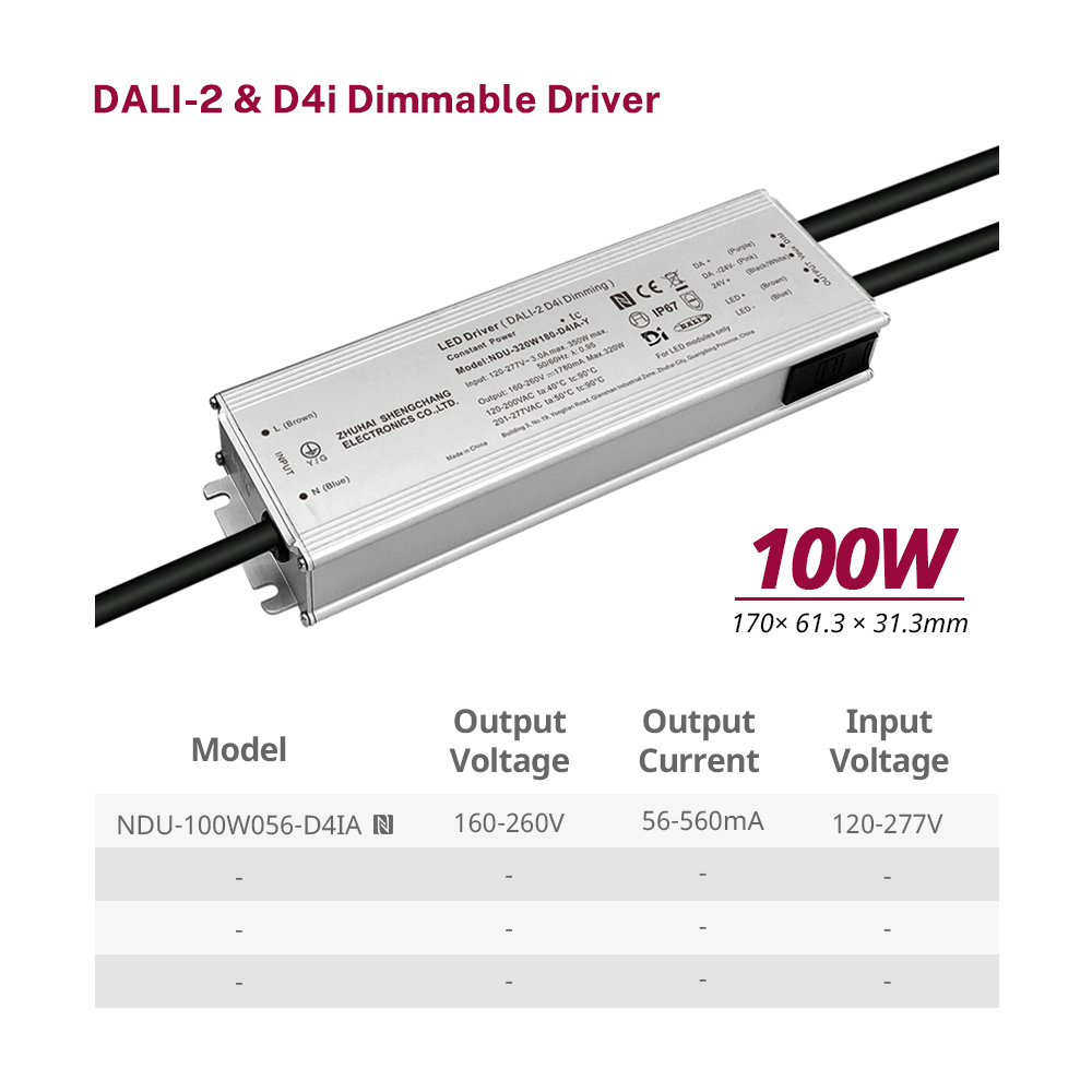 60W 100W 150W 200W 240W 320W 400W 500W 680W 800W 1000W 1200W DALI-2 D4i Dış Mekan LED S&uuml;r&uuml;c&uuml; 120-277VAC