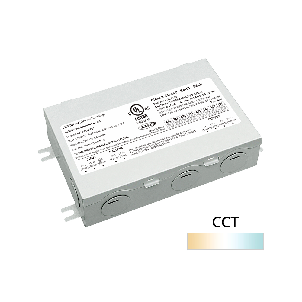 DP2J 20W 40W 60W تيار مستمر CCT فئة 2 DALI 2 دفع LED سائق مع صندوق وصلات