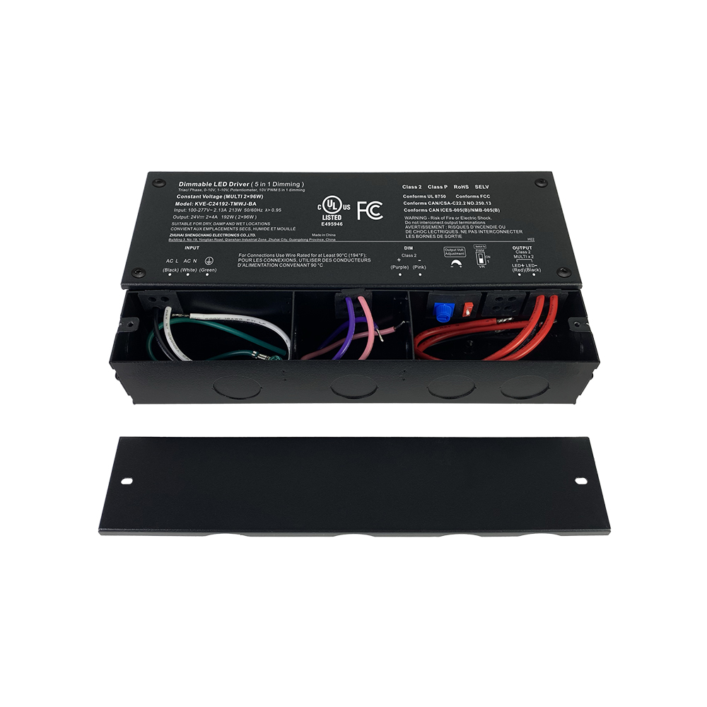 Klasse 2 180 W 192 W 288 W 300 W Triac 0–10 V abstimmbare wasserdichte LED-Treiber CV mit Anschlussdose