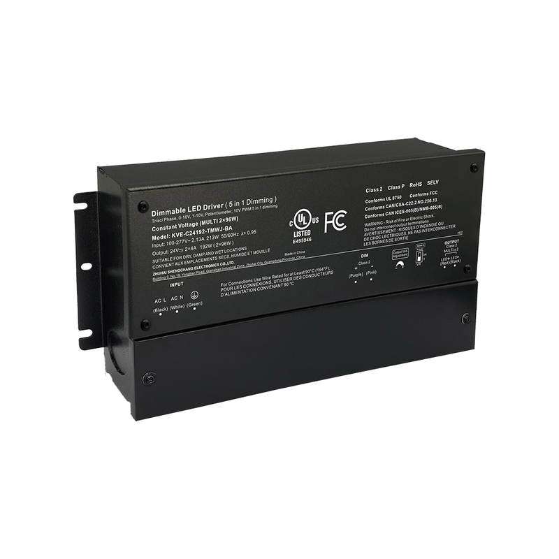 Klasse 2 180 W 192 W 288 W 300 W Triac 0–10 V abstimmbare wasserdichte LED-Treiber CV mit Anschlussdose
