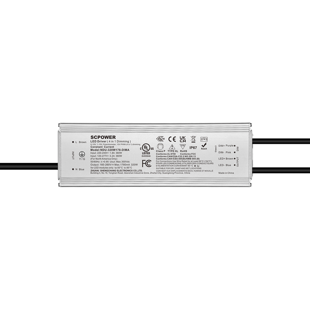 Pilote de LED ext&eacute;rieur 60W 100W 150W 200W 240W 320W 400W 500W 680W 800W 1000W 1200W 0-10V 120-277VAC