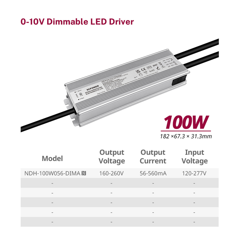 100W 0-10V Driver LED neizolat 220-480VAC