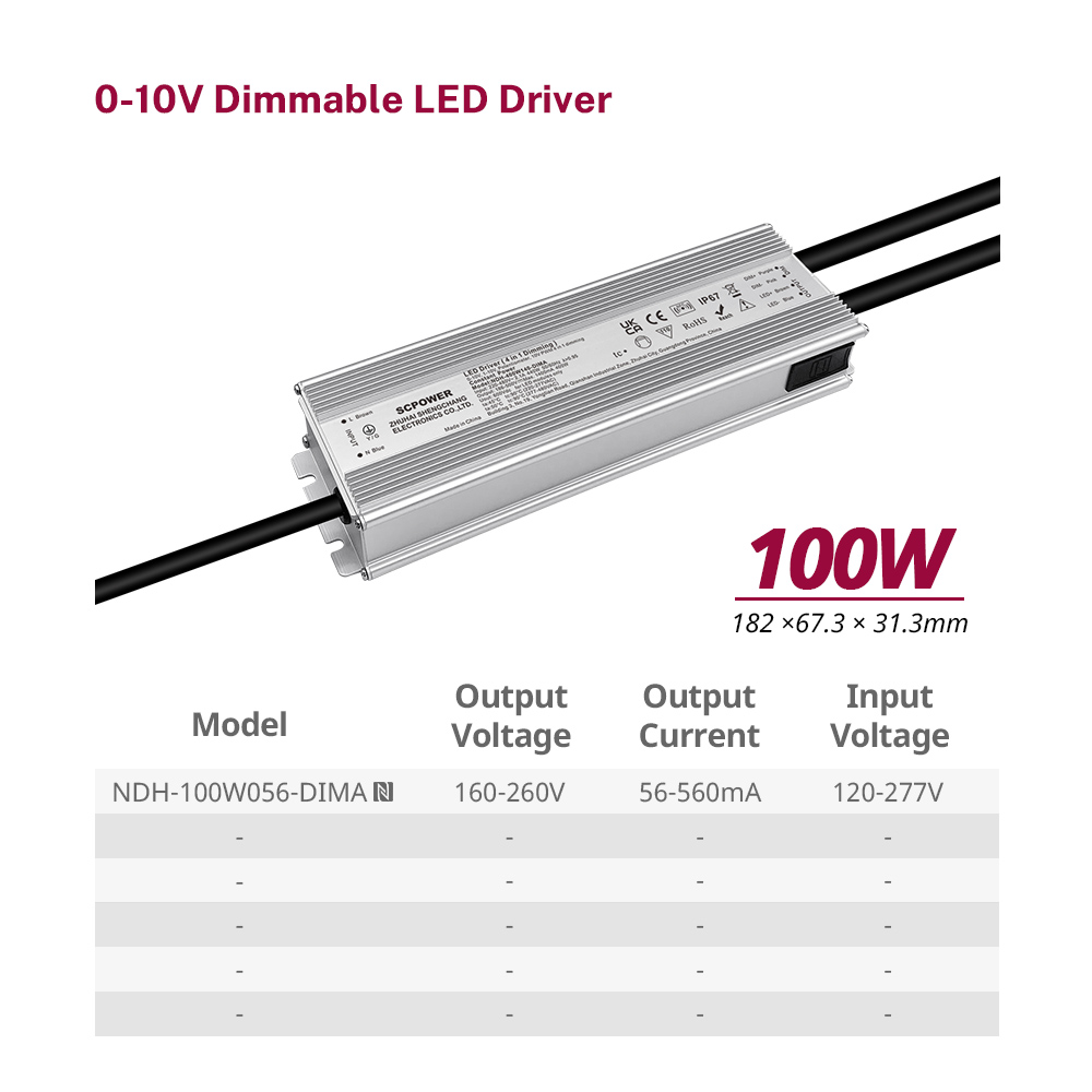 100W 0-10V Driver LED neizolat 220-480VAC